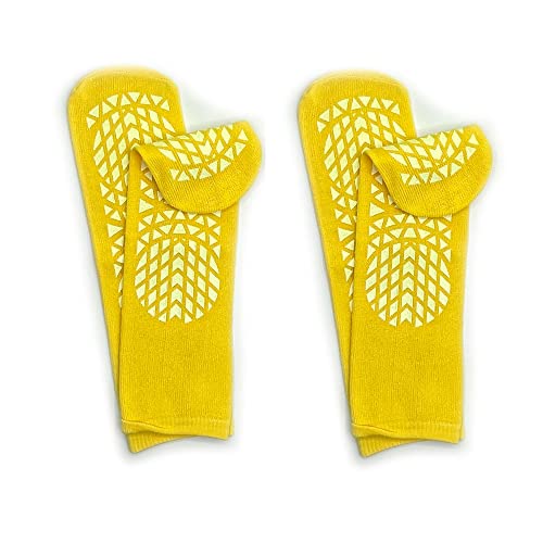 Secure Step Double-Sided Tread Non Slip Safety Socks, 2 Pair (XX-Large, Yellow)