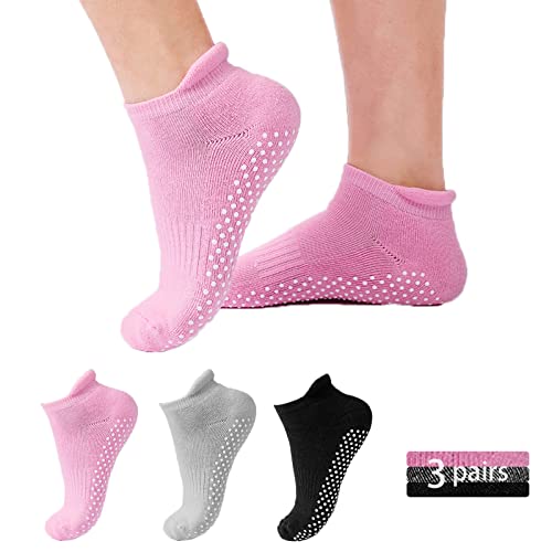 Grippy Socks for Women Pilates Yoga,Non Slip Hospital Labor and Delivery Cotton Socks with Grippers for Women,Grippy Sticky Socks with Cushion for Barre,Slipper Socks for Home