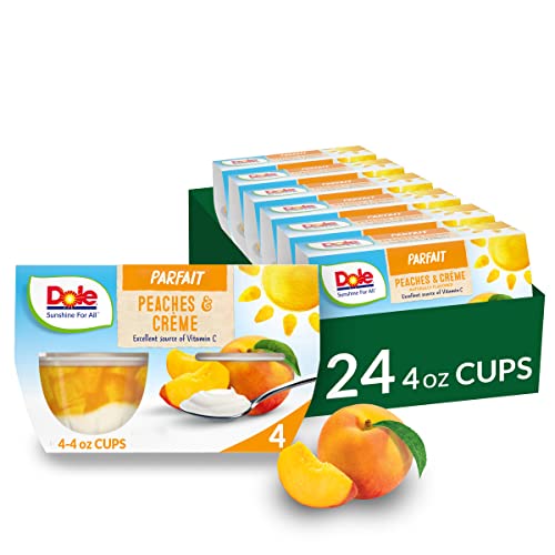 Dole Fruit Bowls Peaches & Creme Parfait, Gluten Free Healthy Snack, 4.3 Oz, 24 Total Cups