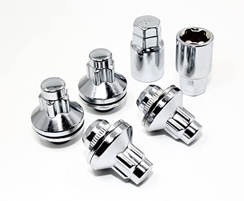 Set of 4 Veritek 14x1.5mm 1.85 Inch 47mm Length w/ 2 Keys 22mm 21mm Key Hex OEM Mag Washer Style Factory Replacement Chrome Wheel Locks for Toyota Sequoia Landcruiser Tundra Lexus LX VPE-45900N2CH