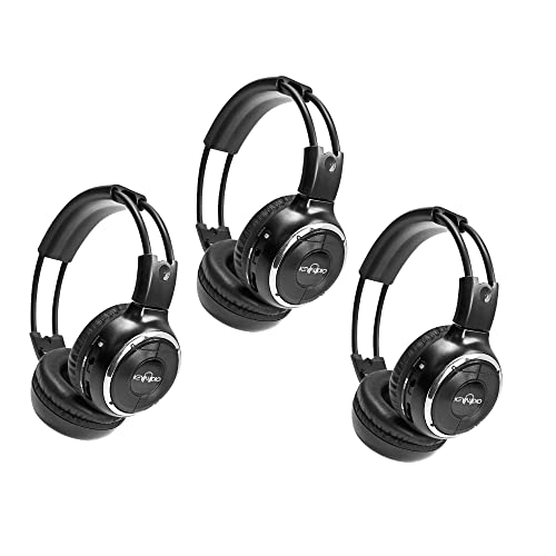 RP Accessories IR-2008B Infrared Wireless Headphones, 2-Channel Folding Universal Rear Entertainment System IR Headphone for Car TV and DVD Player Audio, Set of 3