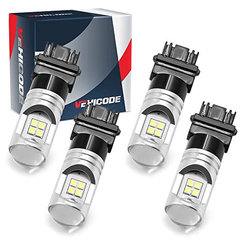 VEHICODE 3157 LED Bulb White 3047 3057 3156 3156K 3157A 3457 3457A 4114 4157 Super Bright Reverse Light, Tail Brake and Turn Signal Light, Daytime Running Light DRL Replacement (4 Pack)