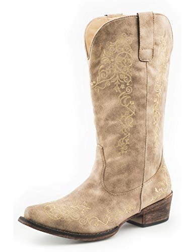 ROPER Womens Vintage Beige Faux Leather Judith Cowboy Boots 8.5