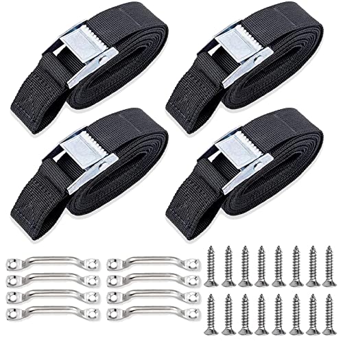 78'' Battery Tie Down Strap, Battery Box Hold-Down Strap for Gas Fuel Heavy Duty Battery Box with Stainless Steel Cam Buckle, Stainless Steel 316 Deck Loop Mounts,16 SS Screws