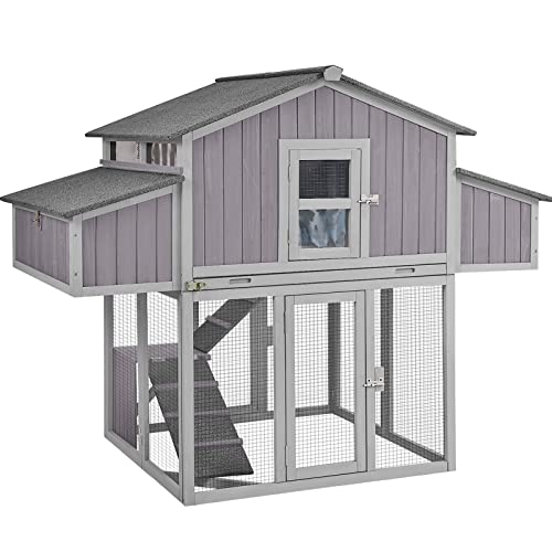 Chicken Coop Folding 26ft Portable Chicken House Easy to Set Up by Few Steps Wooden Poultry Cage with Large Nesting Box,Multi-Levels