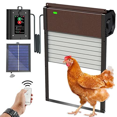 Hamuti Automatic-Chicken-Coop-Door-Solar - Powered Opener with Timer & Light SensorAluminum Chicken Coops Door with Remote Control Multi 4 Modes Poultry