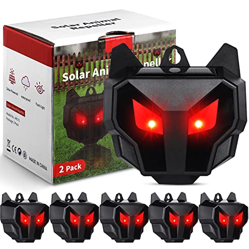 6 Packs Solar Nocturnal Animal Repeller Coyote Repellent Predator Lights Coyote Deterrent Deer Repeller with Bright LED Strobe Lights Skunk Raccoon Repellent for Garden Yard Farm Chicken Coop