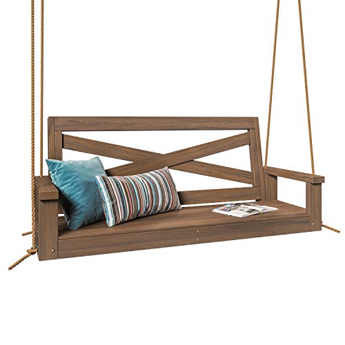 Porchgate Amish Heavy Duty 700 Lb Boardwalk Porch Swing W/ Ropes (4 Foot, Warm Walnut Stain)