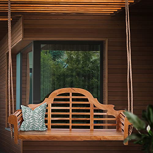 Teak Wood Lutyens Outdoor Patio Double Porch Swing, Made from Solid A-Grade Teak Wood