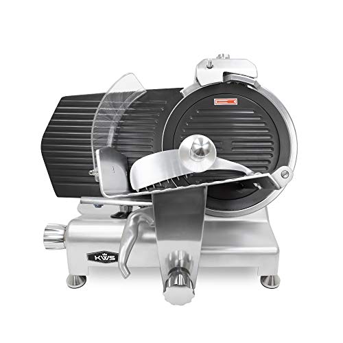 KWS MS-12ET Metal Collection Commercial 420W Electric Meat Slicer 12-Inch with Non-sticky Teflon Blade & Extended Back Space, Frozen Meat/Cheese/Food Slicer Low Noises [ ETL, NSF Certified ]