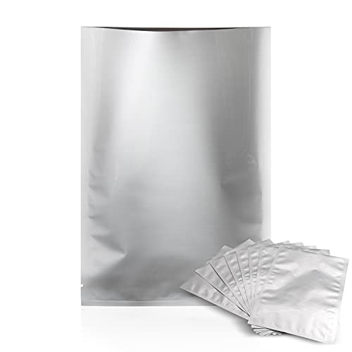 SumDirect 100 Pack Mylar Aluminum Foil Bags, Flat 7x10 Inch Medium Heat Sealing Cooking Food Pouches for Long Term Food Storage (7.4 Mil, Silver)