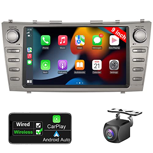 Android Car Stereo CarPlay Android Auto for Toyota Camry 2007-2011, 9 Inch QLED Touch Screen Car Radio 2GB+32GB Car Audio Multimedia Receiver with GPS Navigation Bluetooth AM FM Backup Camera WiFi