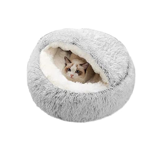 SUOXU Cat Bed,Calming Small Dog Bed, Indoor Cat Puppy Sleeping Faux Fur Warm Soft Plush Donut Cuddler Pet Bed, Non-Slip Bottom Cat Cushion Cave Bed,Machine Washable