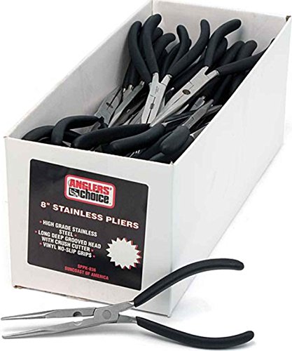 Angler's Choice SP-Pack-836 Longnose Plier POP Kit, 8-Inch, Stainless Steel/Vinyl Grips