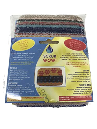 Scrub-Wow Scrubbys Extreme Value All Stripes Designs 4 Pack, Made in Europe, Environmentally Friendly and Dishwasher Safe! Yes 4 Euro Made Scrubby's for The Price of 3 (Free Scrubby)