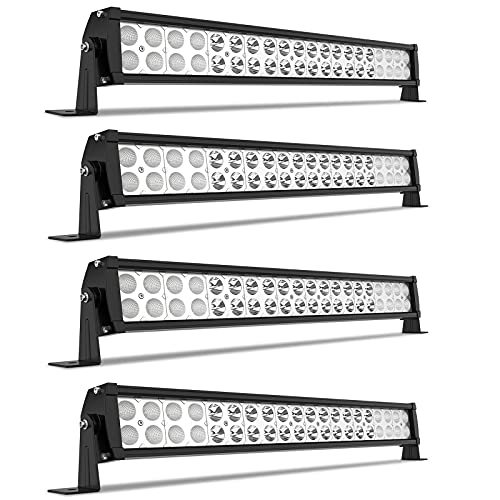 YITAMOTOR LED Light Bar 4 Pack 24 inches 120W Spot Flood Combo LED Work Light Fog Driving Light Off Road Light Bar Compatible for Pickup, Jeep, SKU, ATV, 4x4, Tractor, Truck, Boat, Car