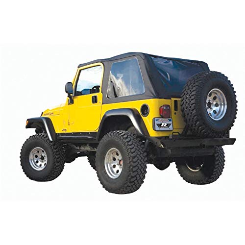 Rampage Frameless Trail Top | Vinyl, Black Diamond Color with Tinted Windows | 109535 | Fits 1997 - 2006 Jeep Wrangler TJ