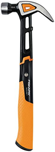 Fiskars Universal Hammer IsoCore M with Curved Claw, Length: 34 cm, Weight: 884 g, Black/Orange, 1027202