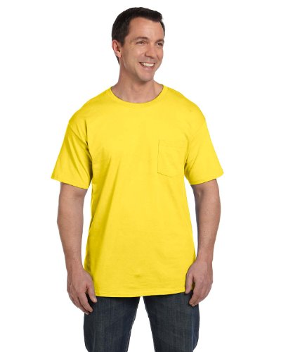 Hanes Beefy-T Men`s Pocket T-Shirt Yellow