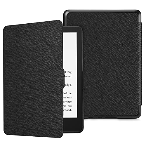 Fintie Slimshell Case for 6.8" Kindle Paperwhite (11th Generation-2021) and Kindle Paperwhite Signature Edition - Premium Lightweight PU Leather Cover with Auto Sleep/Wake, Black