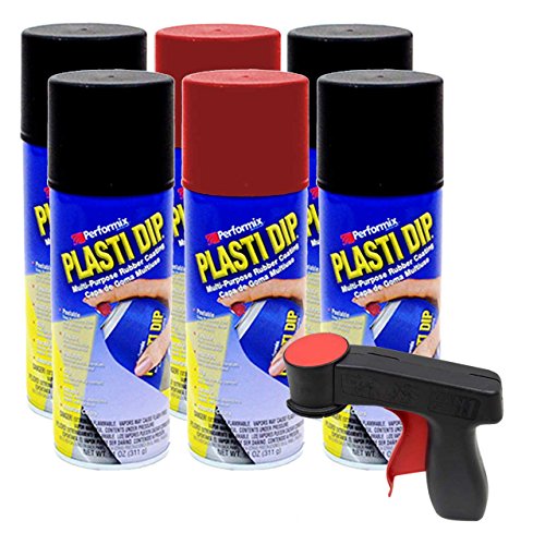 Plasti Dip AWarehouseFull Rim Kit: 4 Aerosol Cans Black, 2 Aerosol Cans Red, 1 Cangun