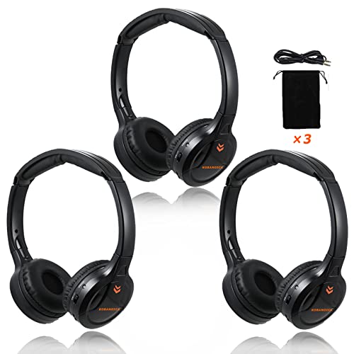 KOBANOICA IR Headphones for Car DVD,Car Headphones Wireless,Universal 2 Channel Infrared Headphones for Odyssey Entertainment System(3 Pack)