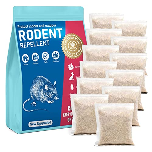 Lousye 12 Pouches Rodent Repellent, Mighty Mint Mouse Repellent,Environmentally Friendly and Humane Mouse Trap for Home, Car Engines, Pest Control for Indoor
