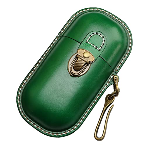 Fanyixuan Handmade Leather Eyeglass Case Hard Shell Retro Men And Women Sunglasses Nearsighted Glasses Hooks Protection Box (Green)