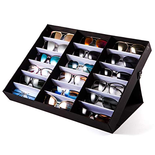 TRIUMPH VISION Sunglasses Organizer Storage Eyeglass Holder Multiple Glasses Case Box Eyewear Tray Display Stand Rack for Women Men 18 Slot