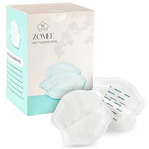 Zomee Disposable Breast Pads for Breastfeeding  Ultra-Absorbent/Leak-Proof/Discreet/Secure  Highly Portable: Individually Wrapped  Soft & BPA-Free (Pack of 100)