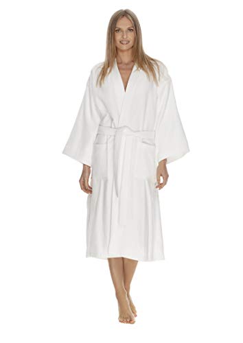 Womens Terry Cloth Bathrobe by Boca Terry, Cotton Spa Robes, Plush White Hotel Bath Robe, Plus Size (2X-Large)