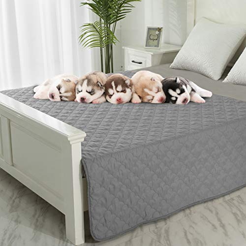 Dog Blankets for Couch Protection Waterproof Dog Bed Covers Pet Blanket Furniture Protector (Grey+Dark Grey, 52"x82")