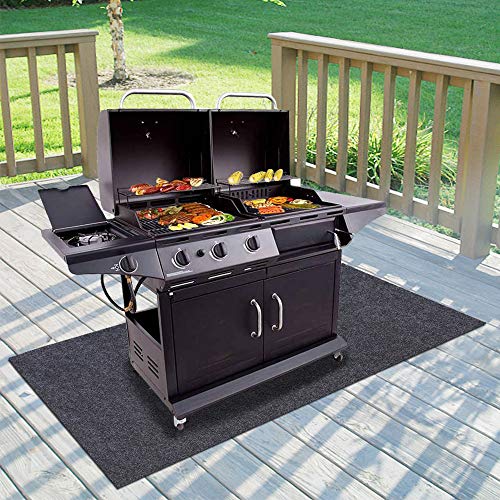 Gas Grill Mat,BBQ Grilling Gear for Gas/Absorbent Grill Pad Lightweight Washable Floor Mat to Protect Decks and Patios from Grease Splatter,Against Damage and Oil Stains(3647)