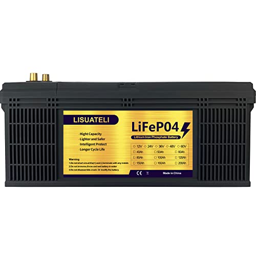 36V100Ah LiFePO4 Battery Deep Cycle Lithium iron phosphate Rechargeable Battery Built-in BMS Protect Charging and Discharging High Performance for Golf Cart EV RV Solar Energy Storage Battery