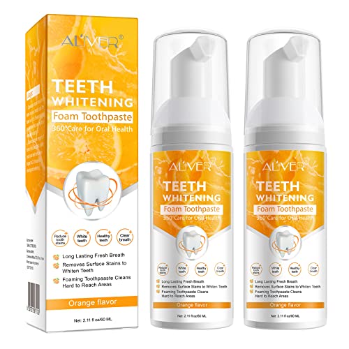 Foaming Toothpaste 2 Pack, Reduce Stains, Whiten Teeth, Prevent Calculus, Freshen Breath, Protects Gums, Oral Care, Press to Foam, Delicate and Smooth Foaming, Fruit Flavor