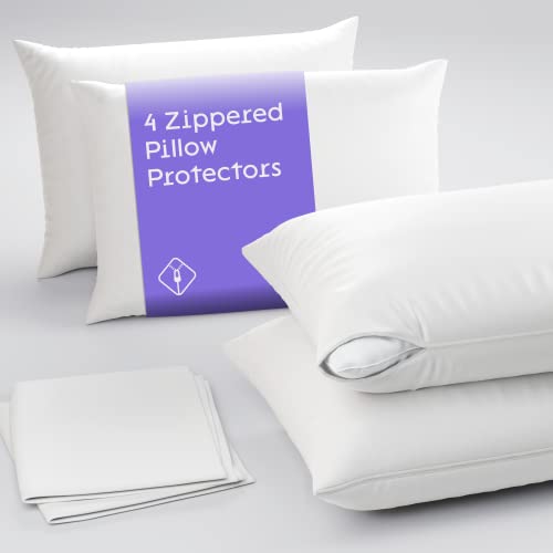 Niagara 4 Pack of Pillow Protectors with Zipper, Standard Size, Effective Dust Protection, Quiet, Stay in Place Pillow Covers, Breathable Case for Pillow Lifespan Extention (20x26 Inches)