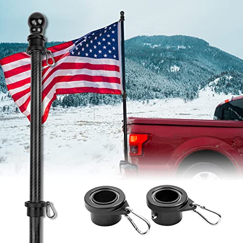 HIBLE 5 Foot Carbon Fiber Flag Pole Strong Flag Pole for House, Boat, Truck, RV, Vehicle, SUV, 1 Inch Single Piece Tangle Free Flag Poles with Smooth Bearings Flag Pole Rings (No Flag and No Bracket)