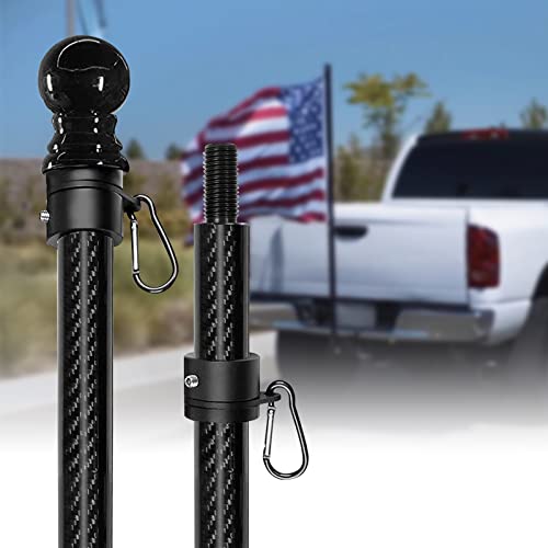 5FT/6FT Outdoor Flag Pole for House, Carbon Fiber Design Heavy Duty Flag Pole with Tangle Free Spinning Grommets, High Wind Flagpole for Residential Garden Yard Porch Commercial (Sinyoeer Flag Pole only)