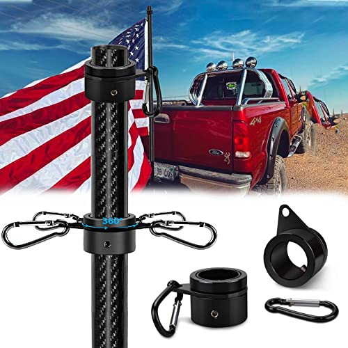 6FT 1.25 inch Truck Flag Pole, Heavy Duty Carbon Fiber Flag Pole For Truck, Vehicle Flagpole For Truck Pickups Jeeps RVs SUVs Car, Reach 80+ MPH