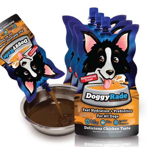 DoggyRade  Dog Sports Drink (Prebiotic, Isotonic Drink for Dogs) | Electrolytes, Nutrients & Amino Acids | Quick Hydration Drink for Dogs + Low Calorie | More Than Just Water! | Chicken Flavored