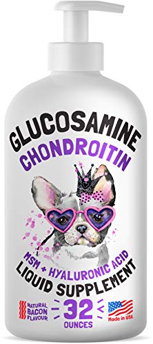 LEGITPET Liquid Glucosamine for Dogs - Bacon Flavour with Chondroitin, MSM & Hyaluronic Acid K9 Supplement - Hip and Joint Formula