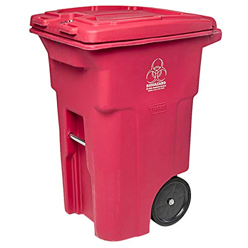 255 Qt. / 64 Gallon / 240 Liters Red Rectangular Wheeled Medical Waste Cart. Kitchen Garbage Can Office Trash Can Recycle Bin Waste Basket Touchless