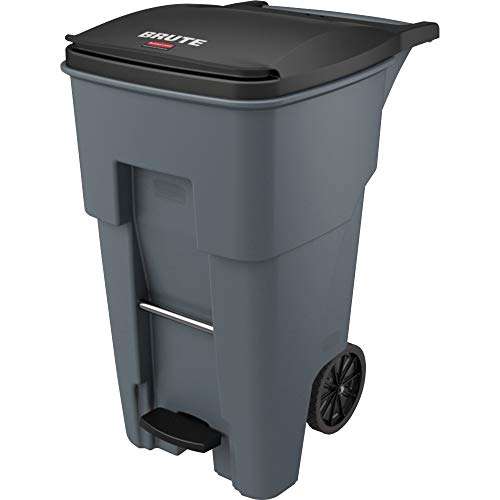 Rubbermaid Commercial Products Brute Step-On Rollout Trash/Garbage Can/Bin with Wheels, 65 GAL, for Restaurants/Hospitals/Offices/Back of House/Warehouses/Home, Gray (1971968)