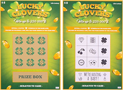 VNS Creations 5 Pregnancy Announcements Scratch Off Cards - Cute Baby Announcement Ideas - Baby Reveal Scratch Off - Pregnancy Announcement Scratch Off Card - Lottery Surprise Pregnancy Announcement