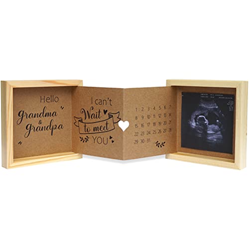 HAMUIERS Pregnancy Announcement for Grandparents, Grandparents Baby Announcement Ideas Sonogram Picture Box Wooden Keepsake Box, First Time Grandparents Gifts