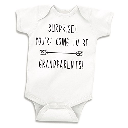 Bump and Beyond Designs Surprise Pregnancy Announcement Grandparents, Newborn Bodysuit, White, 0-3 Months