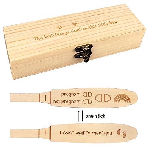 Surprise Pregnancy Announcements for Dad Grandparents Aunt Uncle - Wooden Positive Pregnancy Test & Keepsake Box - Baby Announcement Ideas Gift for Grandma Auntie Boyfriend