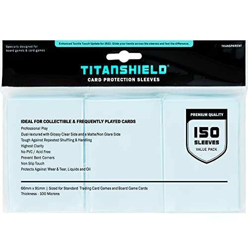 TitanShield Premium Clear Card Sleeves for Standard Sized Board Games and Trading Card 2.5" x 3.5" (150 Sleeves)
