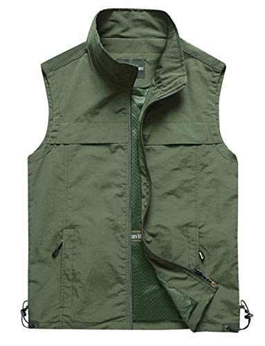 Gihuo Men's Lightweight Quick Dry Outdoor Multi Pockets Fishing Vest (Large, Style3-Army Green)