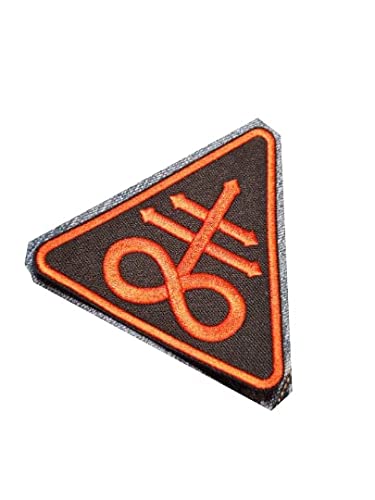 Iron on Patch - Leviathan Cross half diamond shape or Hell Club Patch Templar Religious Satan Grunge Metal band Music Rock 80s Vest Embroidered Patches (Leviathan Cross)